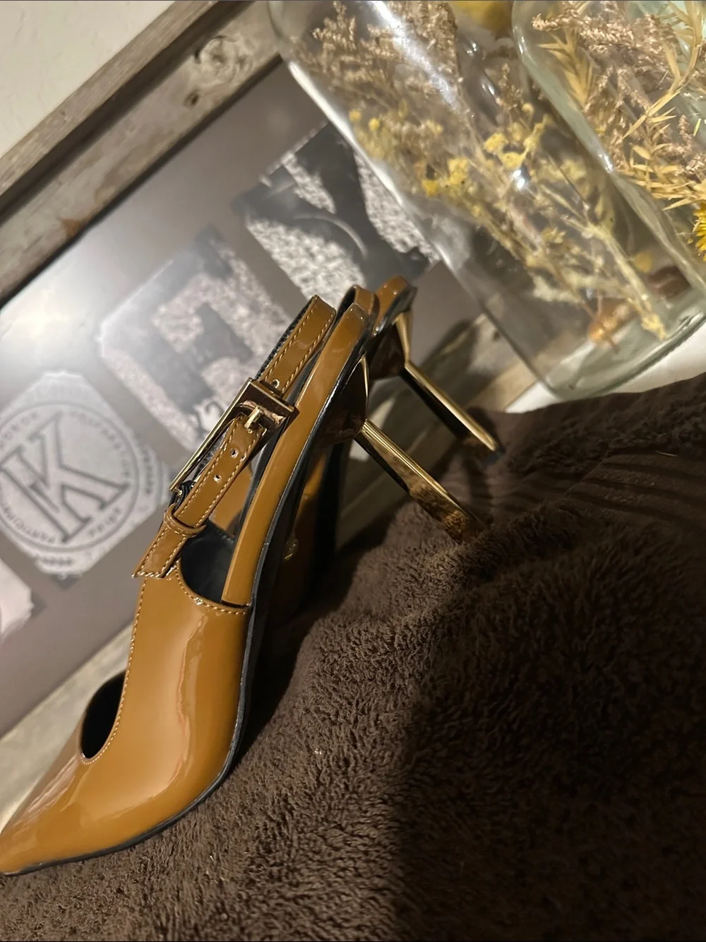 Cognac Pointed Slingback Pumps